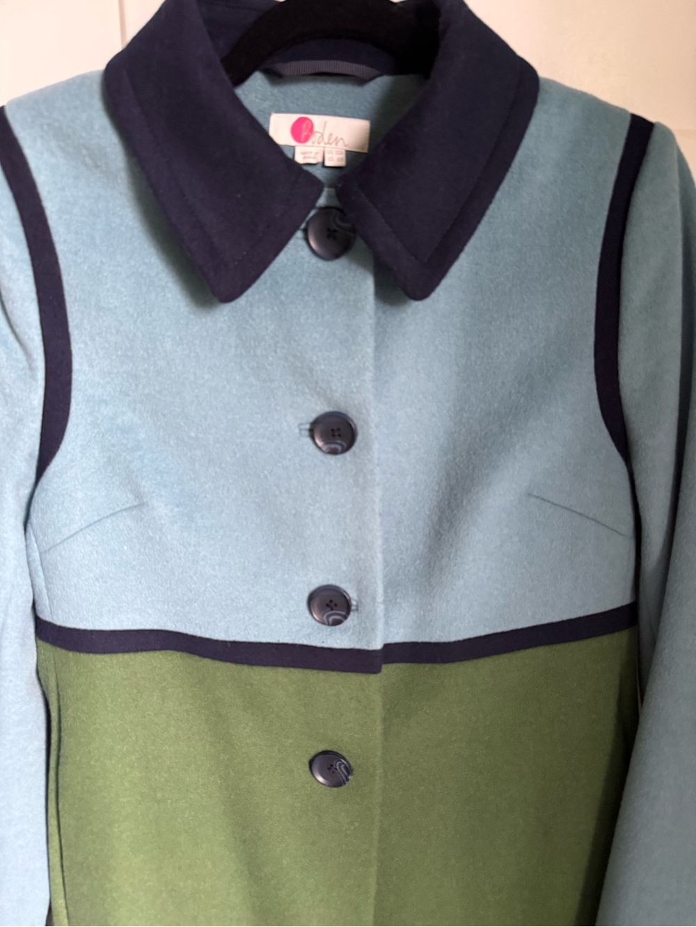 RARE Boden Lovelace Two-Tone Green Wool-Blend Coat size 6. Like new. - Picture 5 of 11